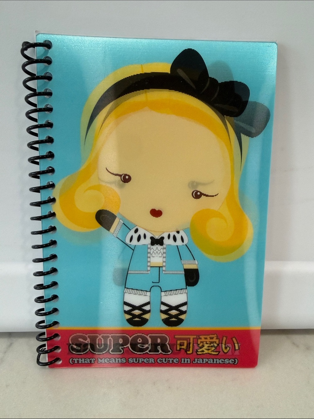 Harajuku Lovers Blue Doll Mini Spiral Notebook with Black Bow